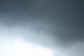 Dramatic, dark, blue cloudy sky overlay, Sky-overlays. Dramatic sky and lightning. Bad weather with...