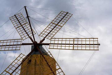 view of the Ta Kola Windmill in Xhagra on Gozo Island in Malta