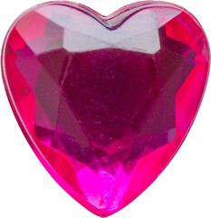 pink heart shape crystal valentines day symbol sticker isolated on white background