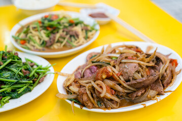 Taiwanese local food store tomato fry with the beef