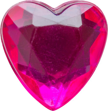 pink heart shape crystal valentines day symbol sticker isolated on white background