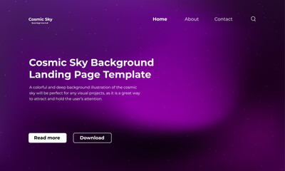 Cosmic sky with stars background illustration for landing page