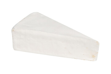 Brie cheese in a triangle on white background isolated