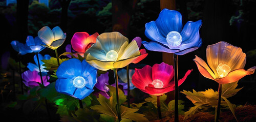 The most attractive and perfectly illuminated flowers in a creatively designed garden.