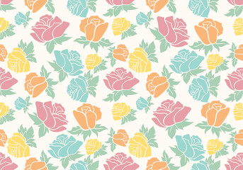 Seamless retro background with roses