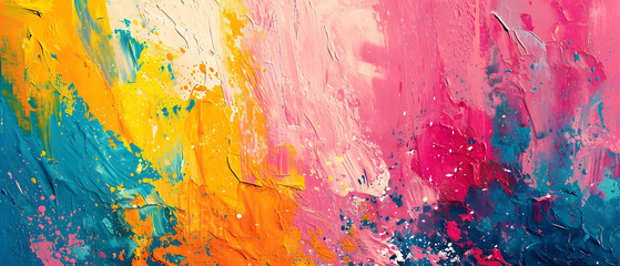 Vibrant hues of acrylic paint dance across the canvas in a modern masterpiece, capturing the innocence and imagination of a child's abstract creation