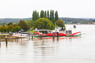 Fototapeta na wymiar Ferry crossing with a ferry near the city of Rouen France.