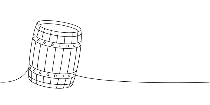 recommend clip art: Old cask one line continuous drawing. Wooden barrel continuous one line illustration. Vector linear illustration.