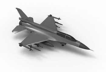 Fototapeta na wymiar fighter jet top view with shadow 3d render