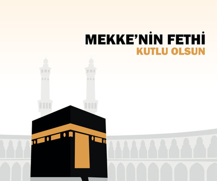 Conquest of Makkah concept vector illustration. Translate: Happy Conquest of Mecca. 
