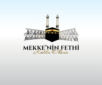 Conquest of Makkah concept vector illustration. Translate: Happy Conquest of Mecca. 
