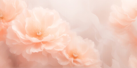 Romantic floral background,Abstract flowers of soft peach color,Greeting card,banner. Copy space