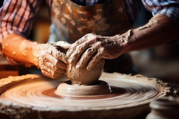 Artisan Crafting Pottery on a Wheel