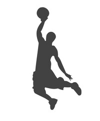 Fototapeta na wymiar silhouette of a man basketball jumping 