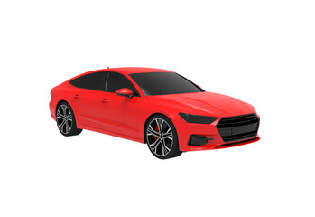 red car angle view without shadow 3d render