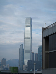 Fototapeta na wymiar Hong Kong, China - Decemeber 22 2023: International Commerce Center(ICC), the tallest and only Hong Kong building .