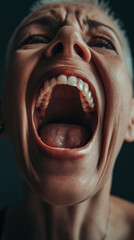 Close-Up of a Woman Shouting