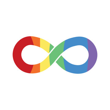 Infinity rainbow symbol with block colors. Autism pride symbol vector illustration. infinity sign in rainbow spectrum colors. Neurodiversity awareness and acceptance.
