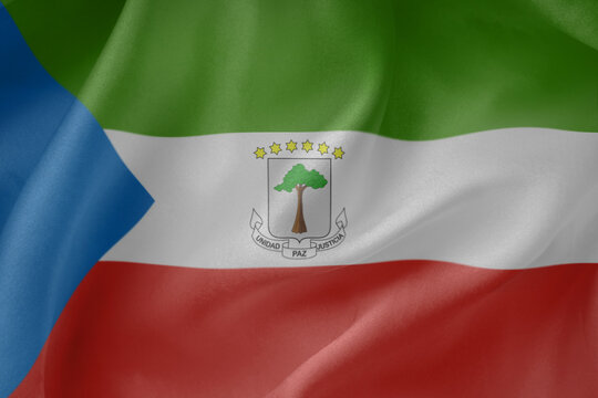  Equatorial Guinea  waving flag close up fabric texture background