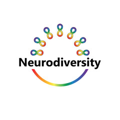 Neurodiversity awareness and acceptance concept vector with rainbow infinity symbols. Autism awareness..	