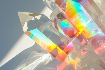 Crystal Prism Reflecting Light Rays for Energy Healing and Mystical Concepts