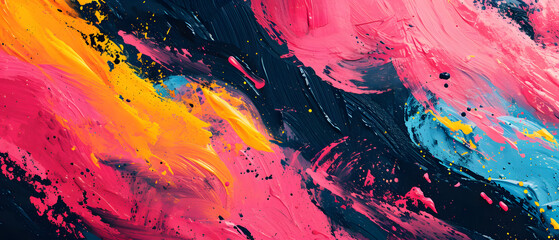 Vibrant strokes of abstract acrylic paint dance across the canvas, evoking a sense of modernity and childlike wonder in this colorful piece of art
