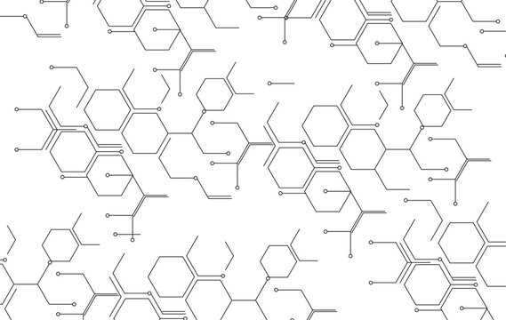 Hexagon geometric chemical pattern,connected hexagons,molecular structure