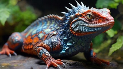 Fototapeta premium amazing reptile that changes different colors