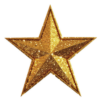 Star in a golden color, cut out - stock png.