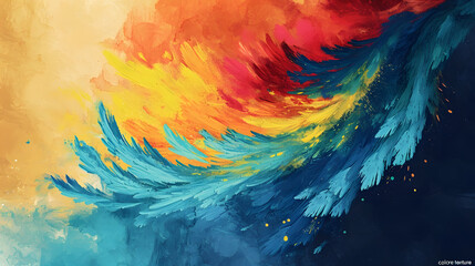 Vibrant hues swirl and collide in a dynamic abstract masterpiece, capturing the fluid energy of a crashing wave