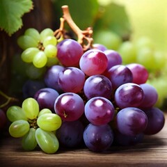 Fototapeta premium bunch of grapes, grape vine, beautiful bunches of purple grapes and green grapes. Vineyards at sunset in the autumn harvest. Ripe grapes in autumn.