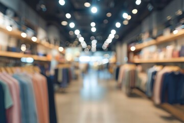 Modern Clothing Store Background with Defocused Blur and Copy Space