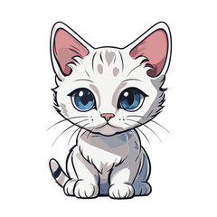 Cute cat cartoon character vector image. Illustration of funny kitty meow design graphic image