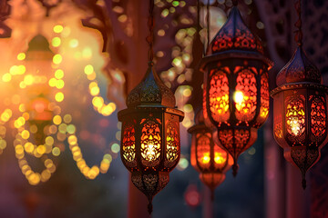 Fototapeta premium ramadan Kareem, Ramadan crescent moon, Eid Mubarak Islamic festival social media banner and Eid Mubarak Post Template, islam