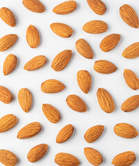 Almond nuts on white background