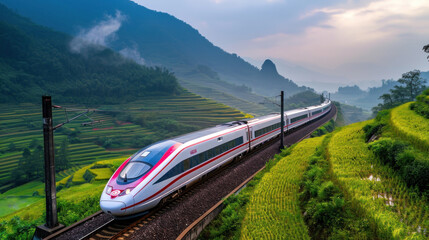 Modern high-speed electric trains are the future of travel through nature