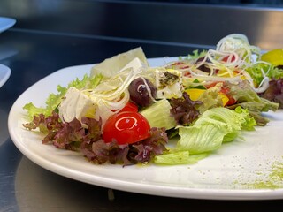 Greek salad. Vegetable salad. Light salad.