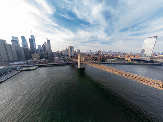 Brooklyn Bridge view to lower Manhattan