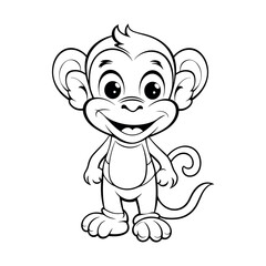 Monkey cartoon coloring page - coloring book for kids