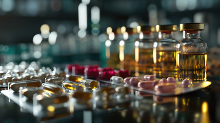 Multiple prescription bottles filled with various pills and capsules