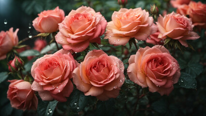  pink rose with water drops 