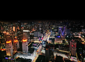 Aerial night view of Bangkok