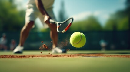 tennis ball on a grass tennis court generative ai