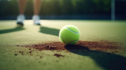 tennis ball on a grass tennis court generative ai