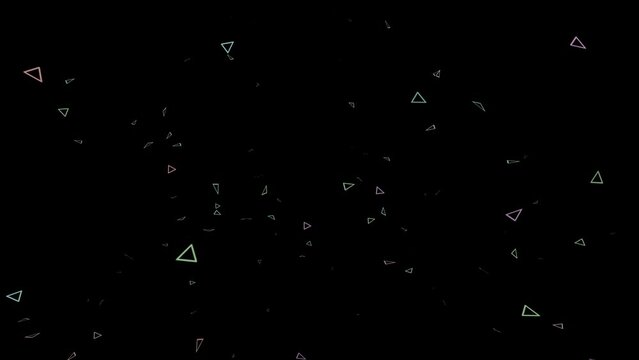 Animation 3d colors triangle in black background.