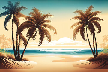 Obraz premium tropical island with palm trees