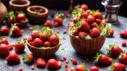 Strawberries are on the table. AI