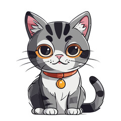 Cute cat cartoon character vector image. Illustration of funny kitty meow design graphic image