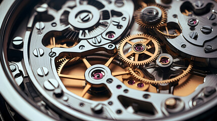 Gear mechanism inside the watch - obrazy, fototapety, plakaty