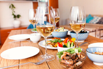 Festive table served for home dinner